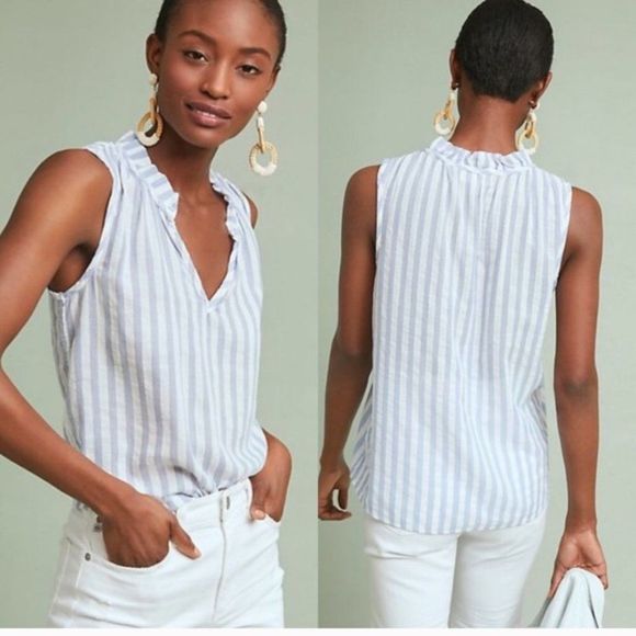 Anthropologie Tops - Anthropologie Cloth & Stone Sleeveless Ruffle Top M